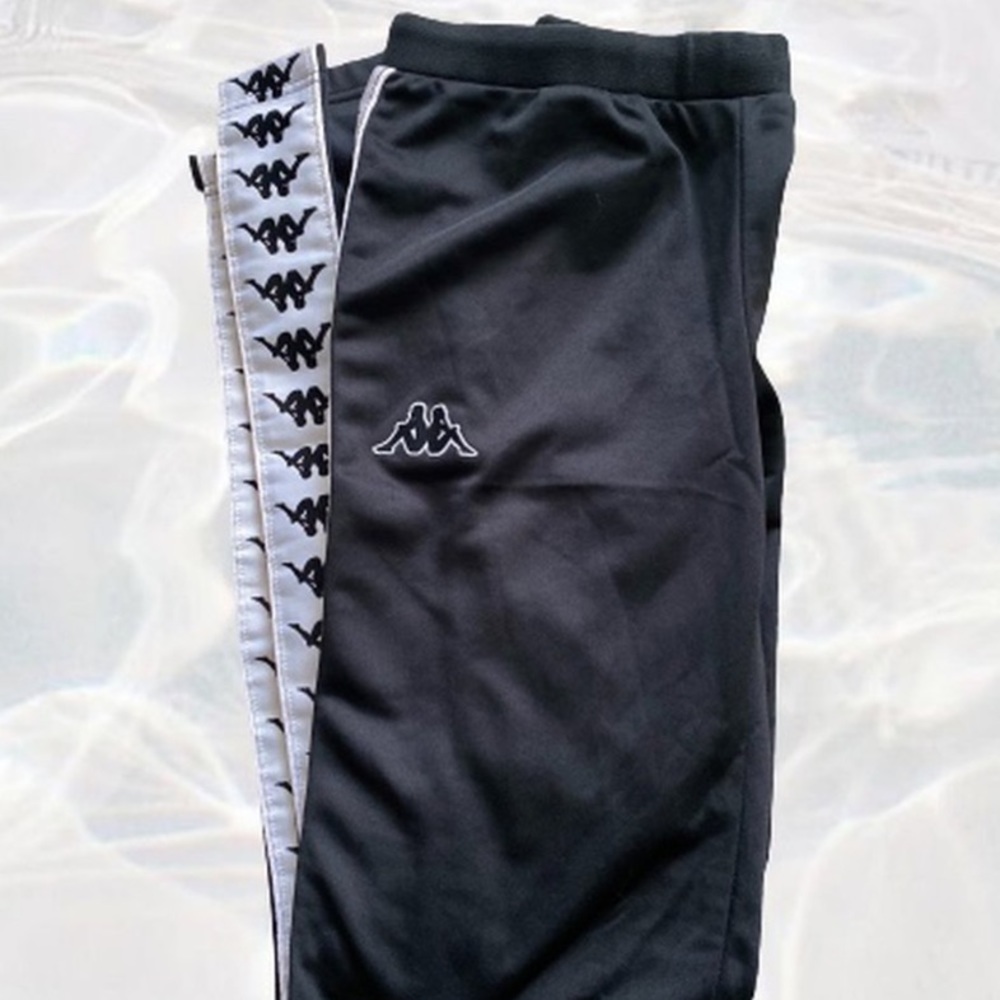 BLACK MONOGRAM KAPPA TRACK PANTS